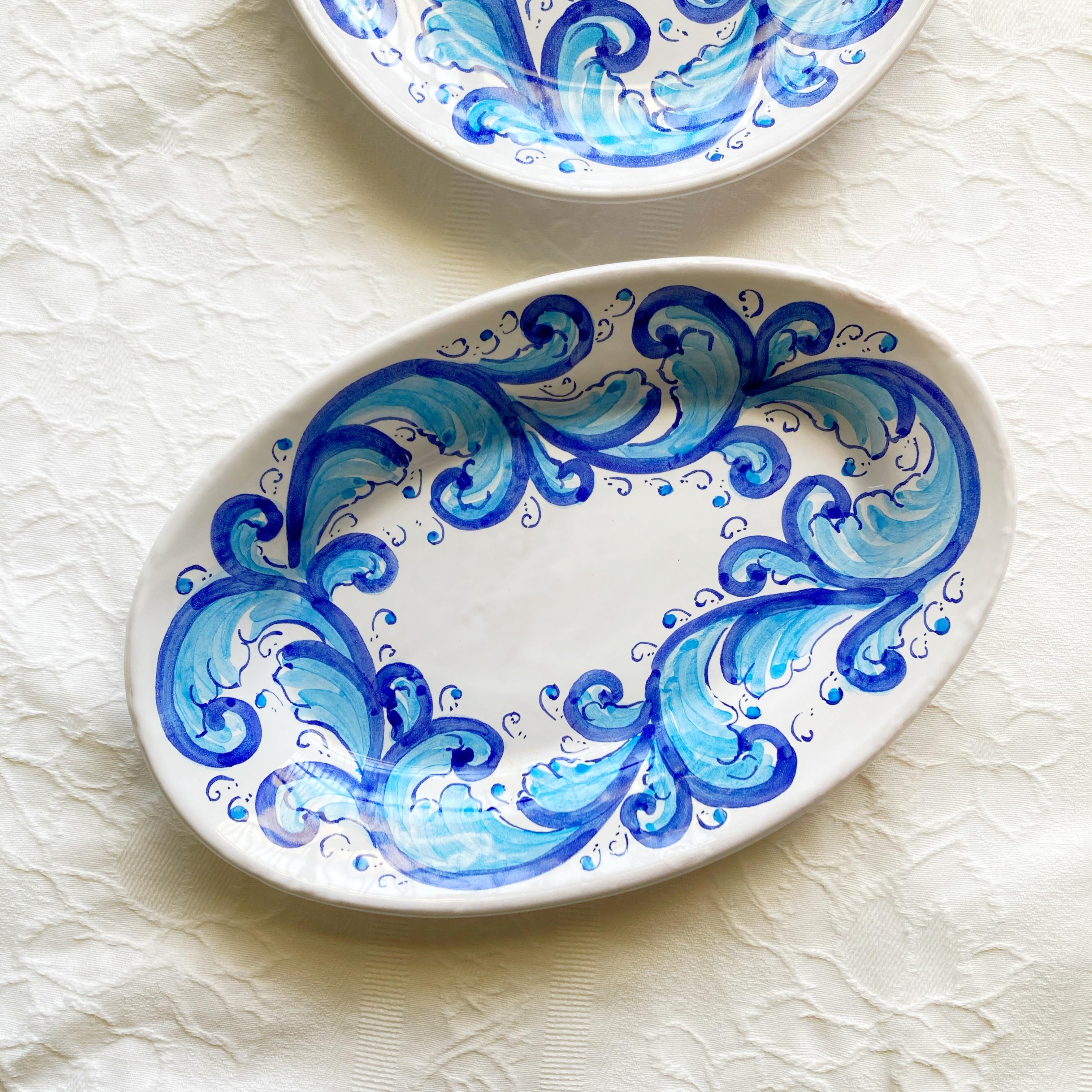 オーバル皿 26cm barocco blu マヨリカ焼き イタリア陶器   OVL0691枚目の画像